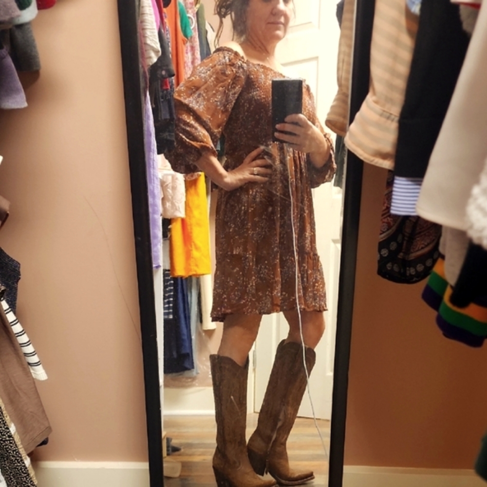 Brown Floral Women's Dress